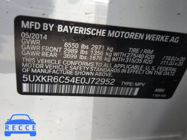 2014 BMW X5 XDRIVE5 5UXKR6C54E0J72952 зображення 9