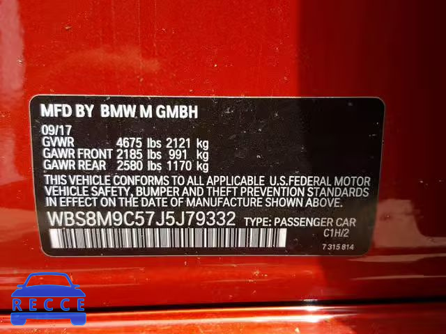 2018 BMW M3 WBS8M9C57J5J79332 image 9