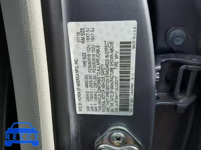 2016 ACURA RDX ADVANC 5J8TB4H71GL024317 зображення 9