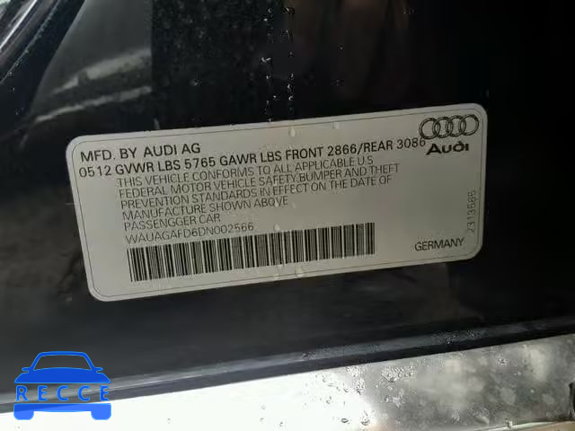 2013 AUDI A8 QUATTRO WAUAGAFD6DN002566 image 9