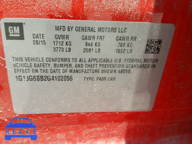 2016 CHEVROLET SONIC RS 1G1JG6SB2G4102056 image 9