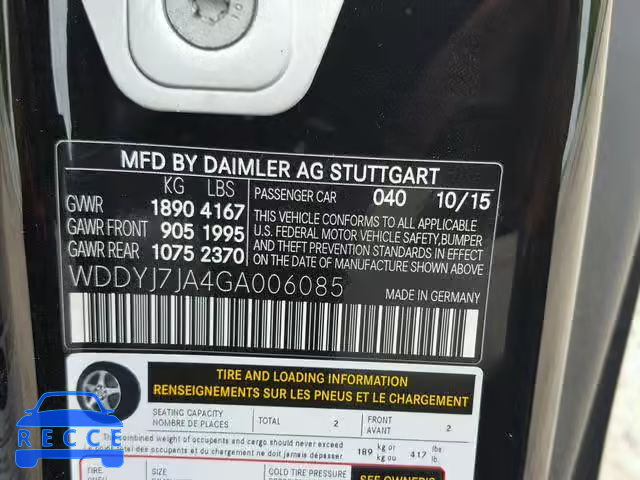 2016 MERCEDES-BENZ AMG GT S WDDYJ7JA4GA006085 Bild 9