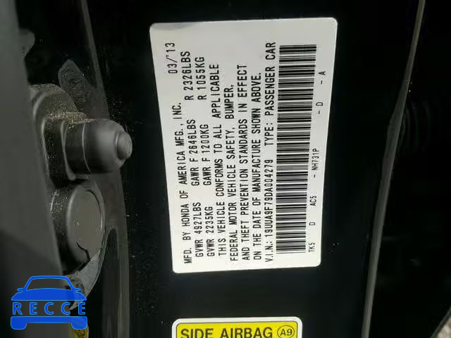 2013 ACURA TL ADVANCE 19UUA9F79DA004279 зображення 9