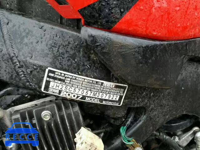 2007 HONDA CBR1000 RR JH2SC57057M307922 image 9