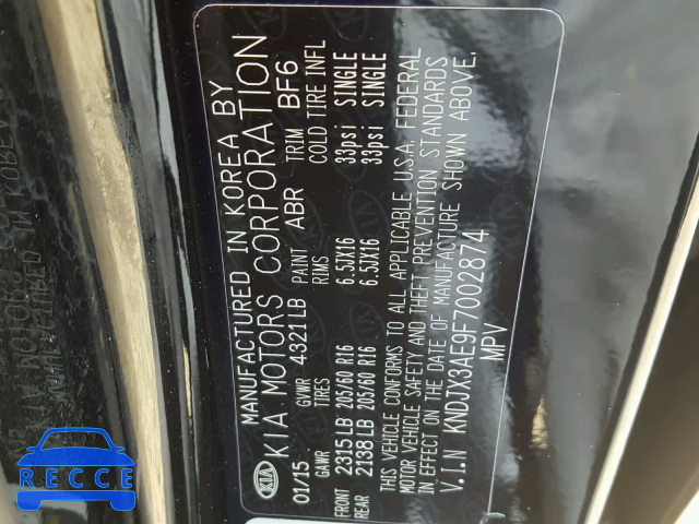 2015 KIA SOUL EV KNDJX3AE9F7002874 image 9