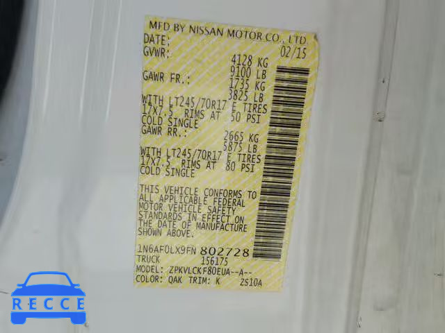 2015 NISSAN NV 2500 1N6AF0LX9FN802728 image 9