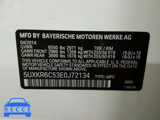 2014 BMW X5 XDRIVE5 5UXKR6C53E0J72134 image 9