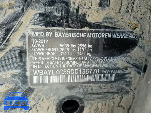 2013 BMW 740 LI WBAYE4C55DD136770 зображення 9