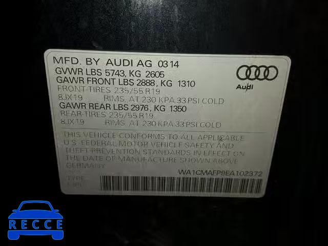 2014 AUDI Q5 TDI WA1CMAFP9EA102372 Bild 9