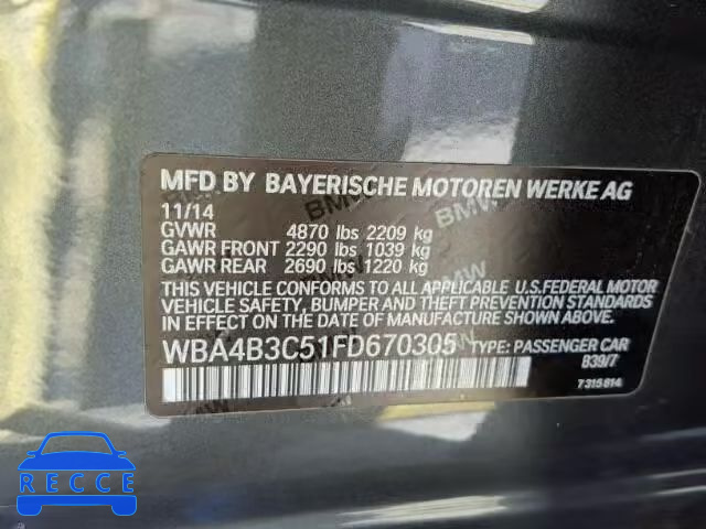 2015 BMW 435 XI WBA4B3C51FD670305 image 9
