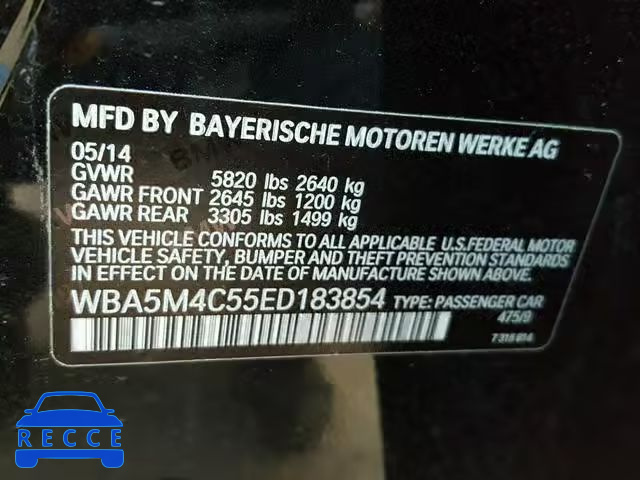 2014 BMW 535 XIGT WBA5M4C55ED183854 зображення 9