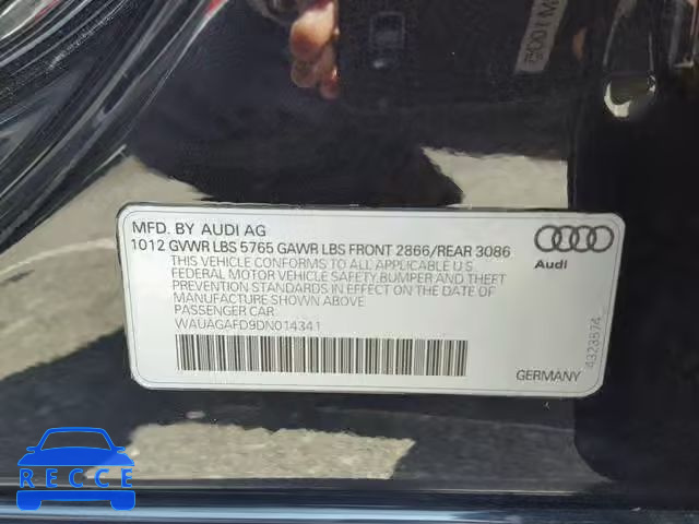 2013 AUDI A8 QUATTRO WAUAGAFD9DN014341 image 9