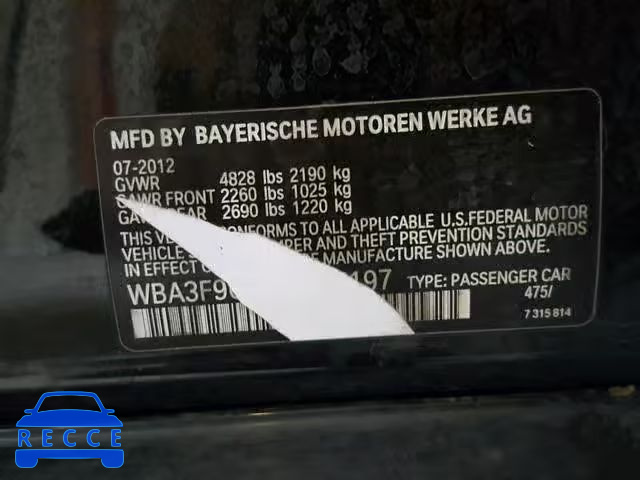 2013 BMW ACTIVEHYBR WBA3F9C51DF145197 зображення 9