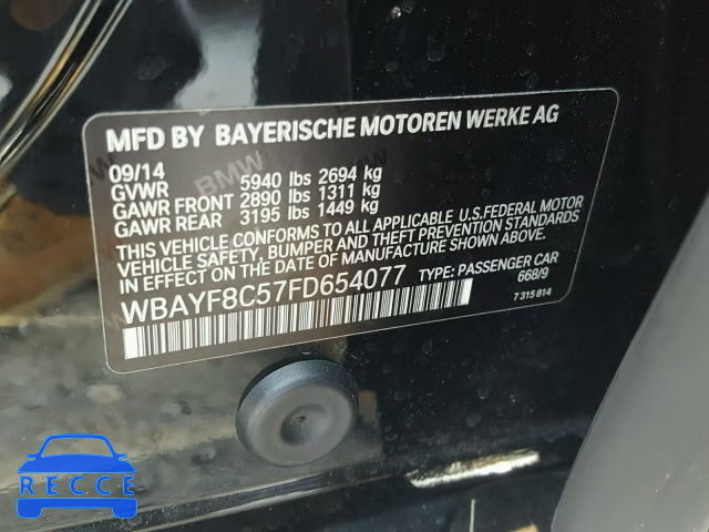 2015 BMW 750 LXI WBAYF8C57FD654077 image 9