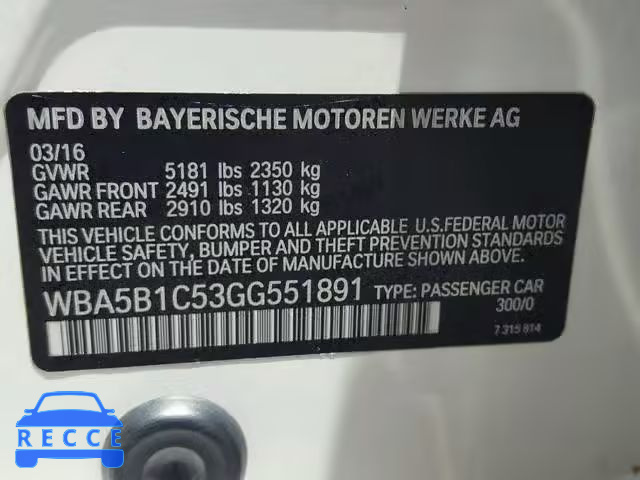 2016 BMW 535 I WBA5B1C53GG551891 image 9