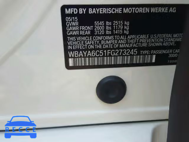 2015 BMW 740 I WBAYA6C51FG273245 image 9