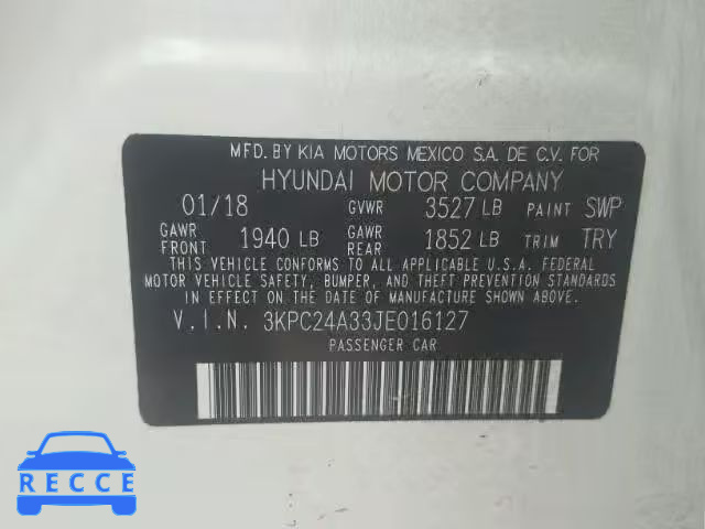 2018 HYUNDAI ACCENT SEL 3KPC24A33JE016127 image 9