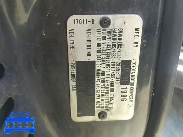 1986 TOYOTA MR2 JT2AW15C4G0085939 image 9