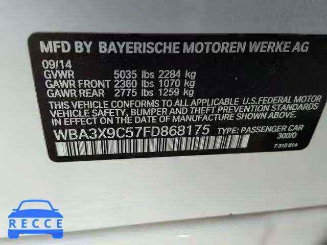 2015 BMW 335 XIGT WBA3X9C57FD868175 Bild 9