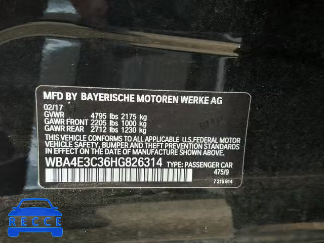 2017 BMW 440I GRAN WBA4E3C36HG826314 image 9