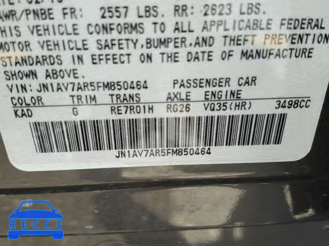 2015 INFINITI Q50 HYBRID JN1AV7AR5FM850464 image 9