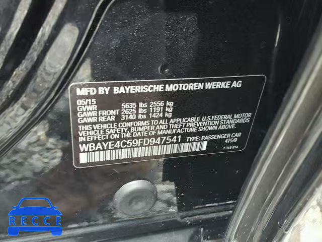 2015 BMW 740 LI WBAYE4C59FD947541 image 9