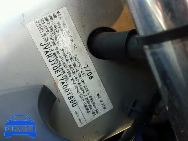 2007 YAMAHA YZF600 R JYARJ10E17A001860 image 9