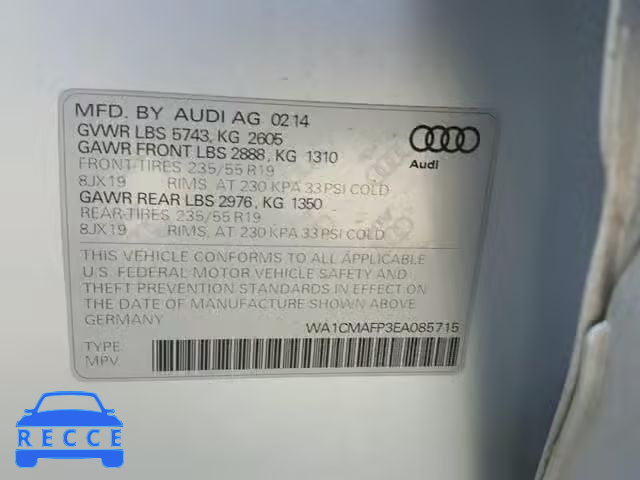 2014 AUDI Q5 TDI WA1CMAFP3EA085715 image 9