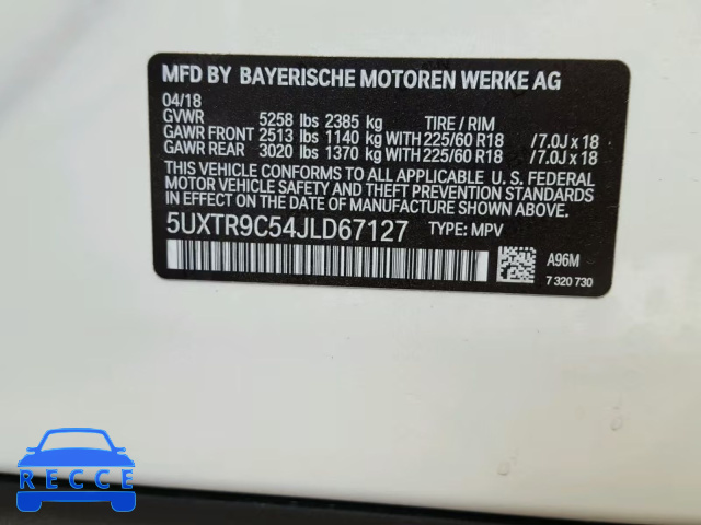 2018 BMW X3 XDRIVEM 5UXTR9C54JLD67127 Bild 9