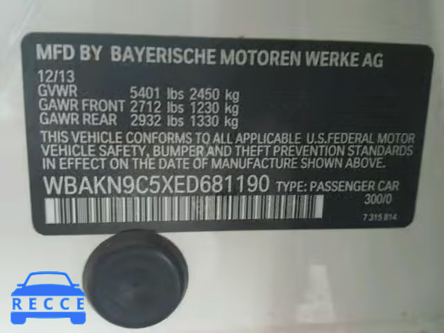 2014 BMW 550 I WBAKN9C5XED681190 image 9