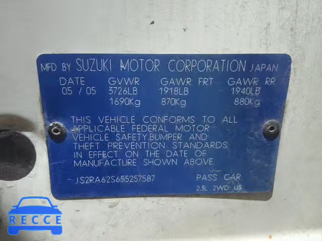 2005 SUZUKI AERIO S JS2RA62S655257587 image 9