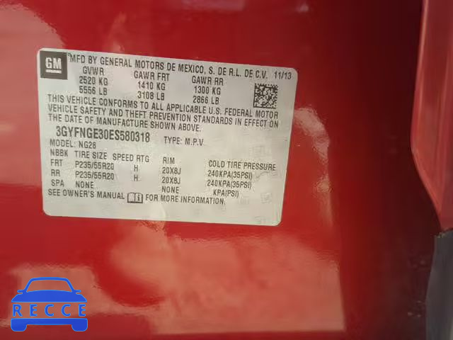 2014 CADILLAC SRX PREMIU 3GYFNGE30ES580318 image 9