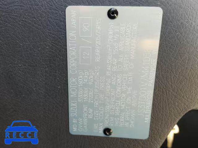 1991 SUZUKI SIDEKICK J JS3TD01V7M4105887 Bild 9