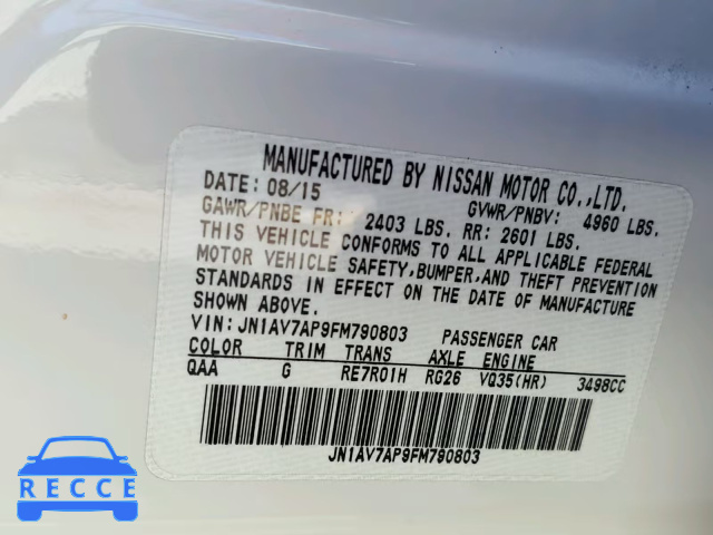 2015 INFINITI Q50 HYBRID JN1AV7AP9FM790803 Bild 9
