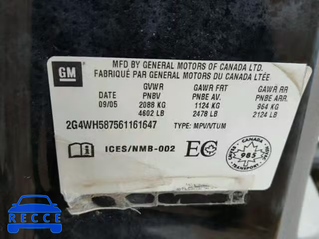 2006 BUICK ALLURE CXS 2G4WH587561161647 image 9