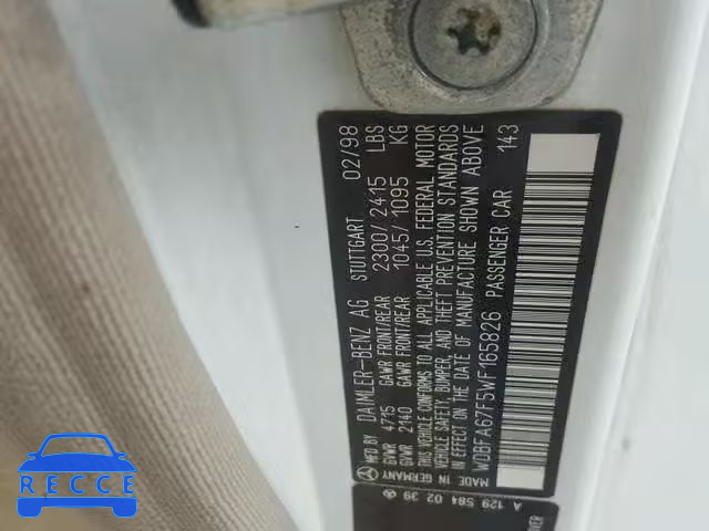 1998 MERCEDES-BENZ SL 500 WDBFA67F5WF165826 зображення 9