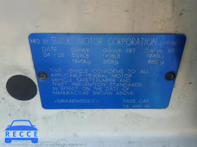2005 SUZUKI AERIO S JS2RA62S655257203 image 9