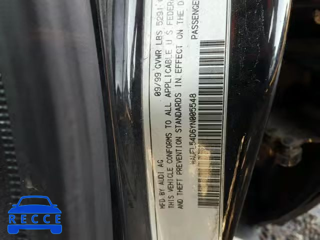 2000 AUDI A8 QUATTRO WAUFL54D6YN005548 image 9