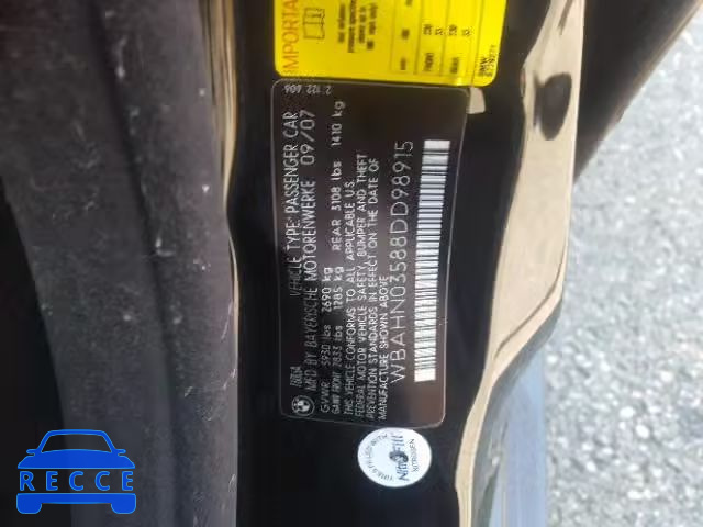 2008 BMW 760 LI WBAHN03588DD98915 зображення 9