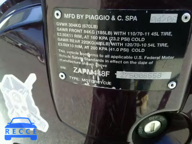 2007 VESPA LX 150 ZAPM448F275006559 зображення 9