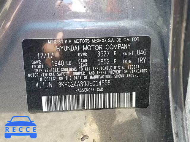 2018 HYUNDAI ACCENT SEL 3KPC24A39JE014558 image 9