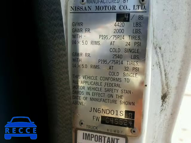 1985 NISSAN 720 JN6ND01S8FW045524 зображення 9