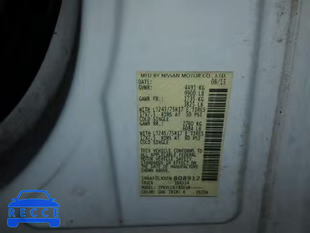 2015 NISSAN NV 2500 1N6AF0LXXFN808912 зображення 9