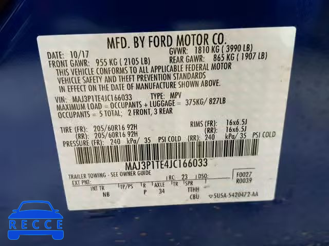 2018 FORD ECOSPORT S MAJ3P1TE4JC166033 image 9