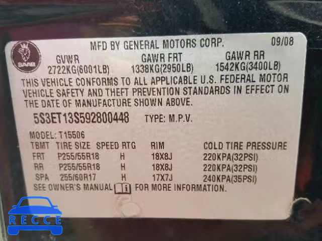 2009 SAAB 9-7X 4.2I 5S3ET13S592800448 image 9