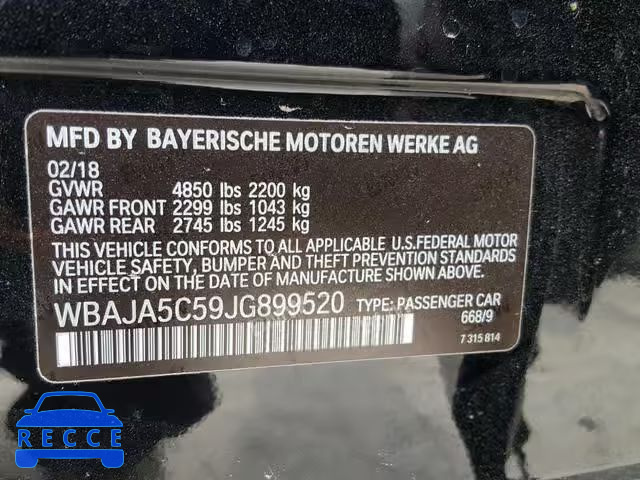 2018 BMW 530 I WBAJA5C59JG899520 image 9