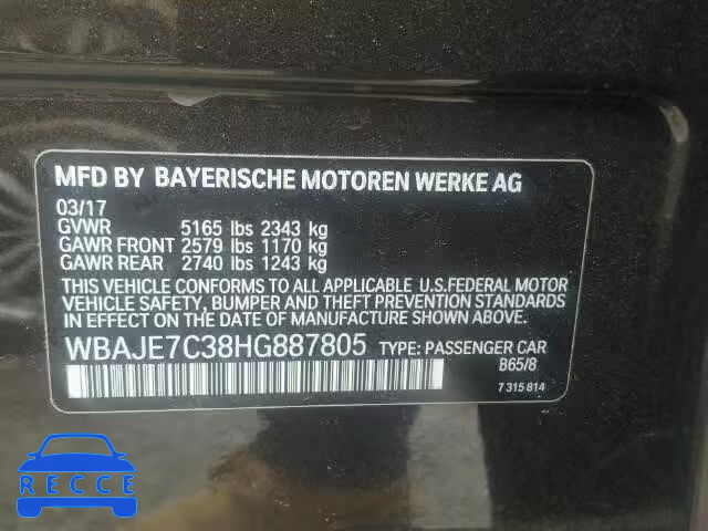 2017 BMW 540 XI WBAJE7C38HG887805 зображення 9
