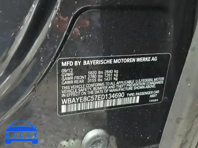 2014 BMW 750 LI WBAYE8C57ED134690 зображення 9