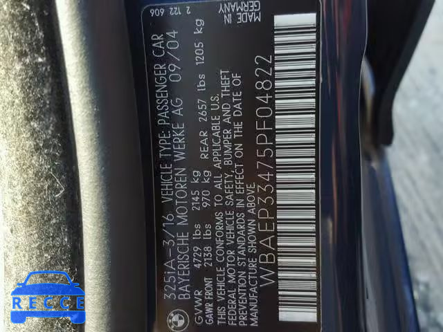 2005 BMW 325 XIT WBAEP33475PF04822 image 9