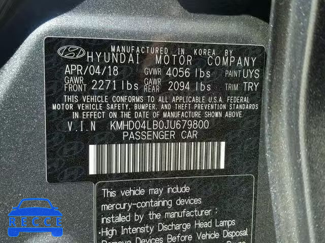 2018 HYUNDAI ELANTRA SP KMHD04LB0JU679800 image 9